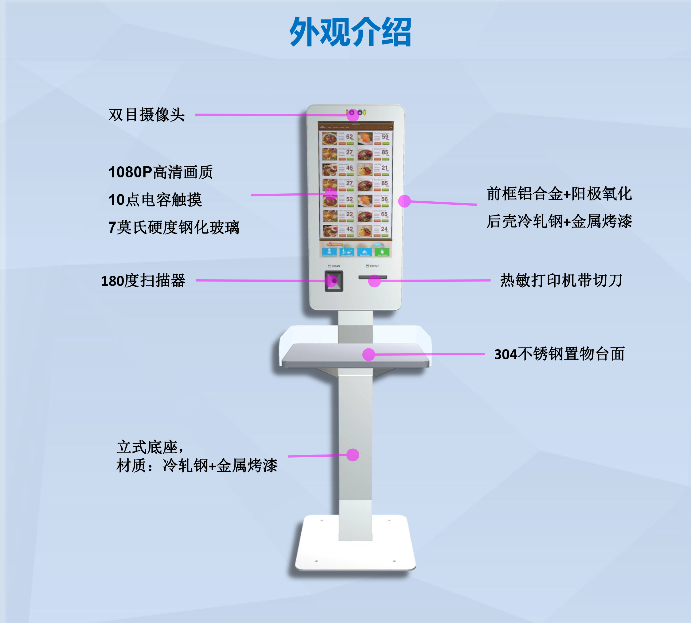 C1系列自助点餐机外观介绍