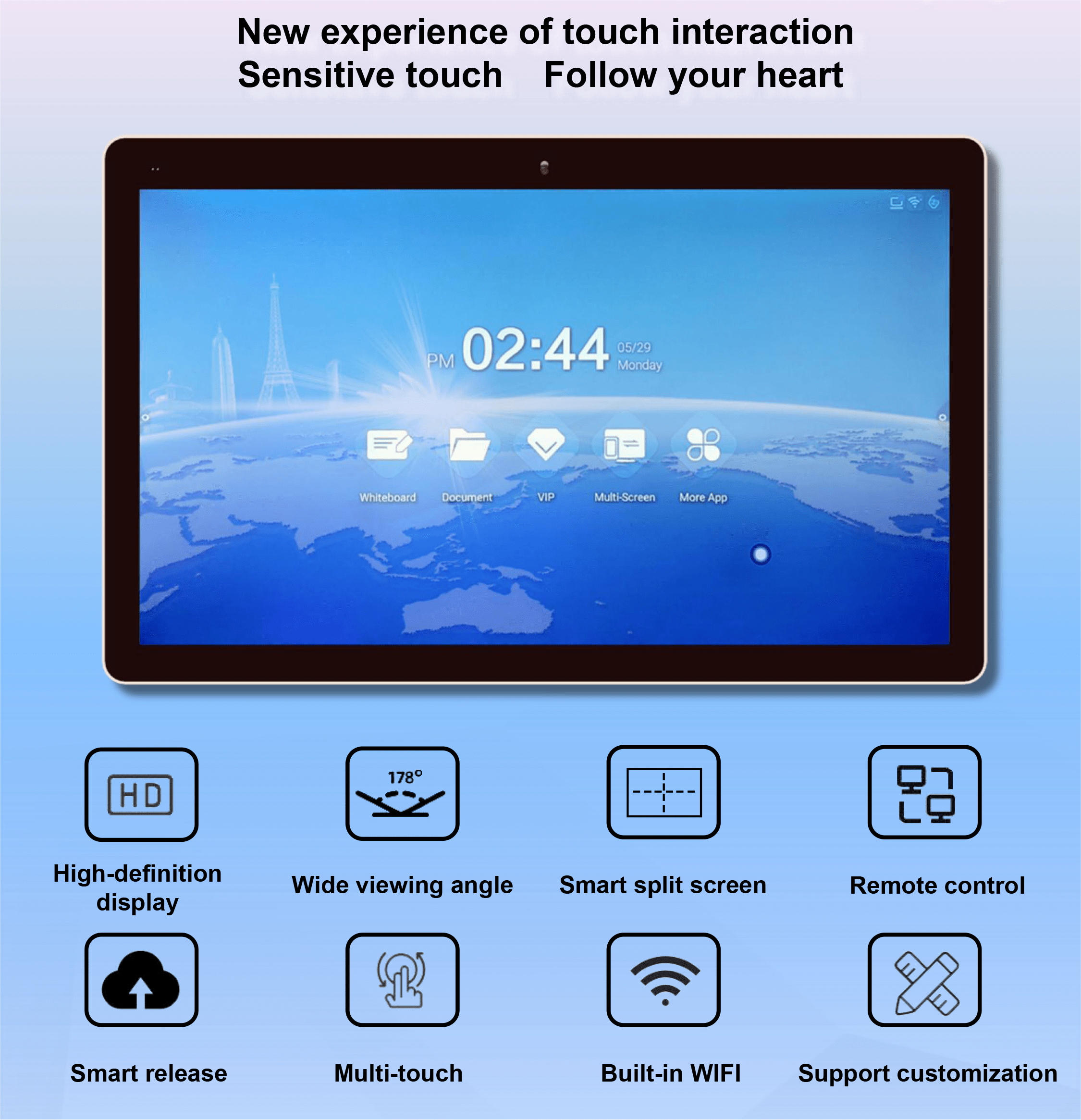 专业壁挂式多点触摸显示屏介绍